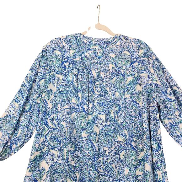 Jones New York Womens Linen Blend Kelly Paisley Print Blouse Plus Size 2X V Neck - Picture 6 of 11